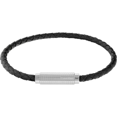 Calvin Klein Čierny kožený náramok pre mužov Modern Grid 35000582