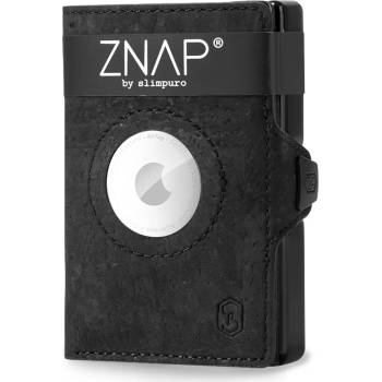 Slimpuro ZNAP Airtag Wallet, 8 карти, отделение за монети, 8, 9 x 1, 5 x 6, 3 см (Ш x В x Д), защита RFID (ZNAPAirBlackCork8) (ZNAPAirBlackCork8)