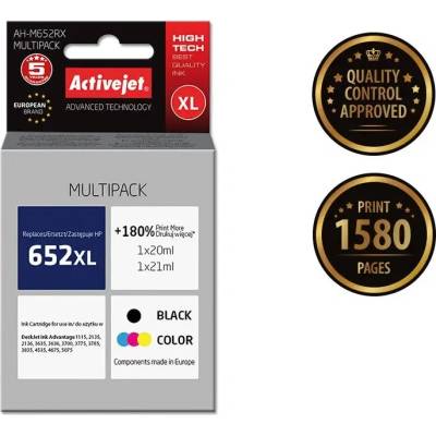 Activejet Мастило Activejet AH-M652RX (заместител за HP 652 F6V25AE/F6V24AE, Premium, 1 x 20 ml, 1 x 21 ml, черно, цветно) (AH-M652RX)