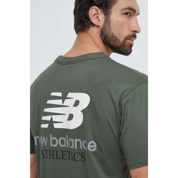 New Balance Памучна тениска New Balance в зелено с принт (MT31504DON)