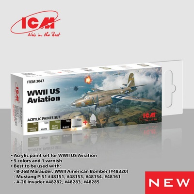 ICM WWII US Aviation acrylic paint set 6 bottles х 12 ml