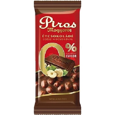 Piros Mogyorós Bezlepková horká čokoláda s lieskovými orieškami bez pridaného cukru 70 g