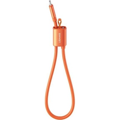 Usams SJ784 2v1 silikonový nabíjecí a datový a poutko - USB-C na USB-C 30cm oranžový