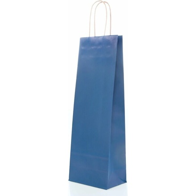 taška dárková BAGT 14x8x39 cm/DB/P TM MODRÁ na láhev,kroucené ucho
