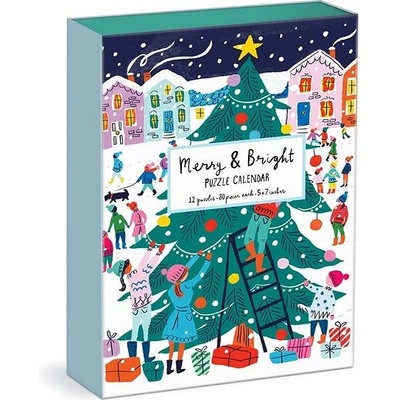 GALISON Puzzle Adventní kalendář: Veselé a třpytivé 12 × 80 dílků
