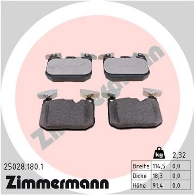 Sada brzdových destiček, kotoučová brzda ZIMMERMANN 25028.180.1