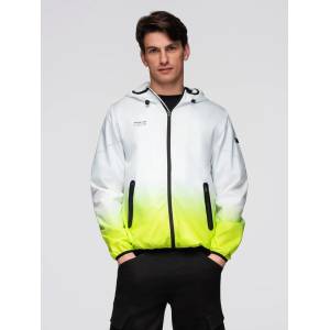 Ombre Clothing Мъжко спортно яке с омбре ефект и рефлективни елементи - бяло и лайм V1 C646 Ombre Clothing Ombre Clothing | Byal | МЪЖЕ | M