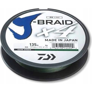 Daiwa Šnúra J-Braid 4 Tmavo Zelená 135m 0,10mm 3,8kg