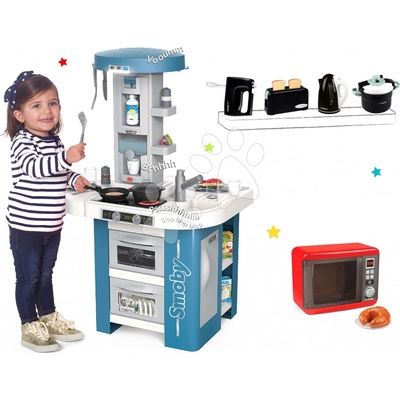Smoby Set kuchynka s technickým vybavením Tech Edition elektronická s mikrovlnkou a so 4 Tefal spotrebičmi