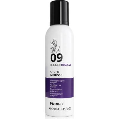 PŪRING 09 BlondeResolve Silver Mousse bezoplachová neutralizační pěna pro blond, šedé a odbarvené vlasy 250 ml