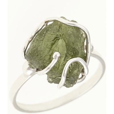 My Moldavite Stříbrný prsten s vltavínem MWB014