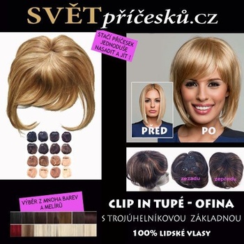 Tupé clip in ofina z lidských vlasů - příčesek 27 - medová blond