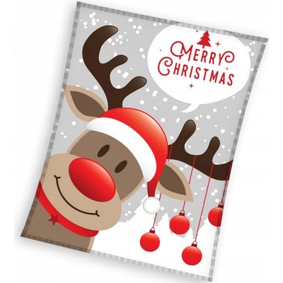 Mybesthome Deka mikrovláknová Merry Christmas šedá 150x200