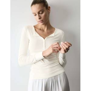Marks & Spencer Пижамен топ от модал с копче Marks & Spencer кремав Marks & Spencer | Bezhov | ЖЕНИ | S