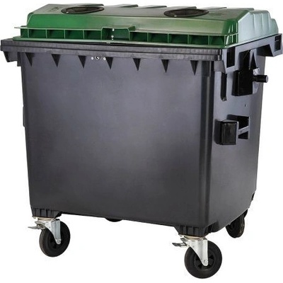 MEVA-TEC Plastový kontejner s plochým víkem 1100 l. sklo bez zámku