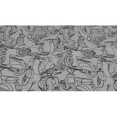 Dekoračná látka MOTOS white/black šírka 140 cm