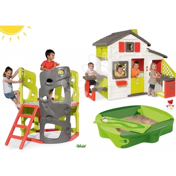 Smoby set preliezačka Multi-Activity Tower na šplhanie so šmykľavkou a domček Priateľov s kuchynkou a pieskoviskom 840201-4