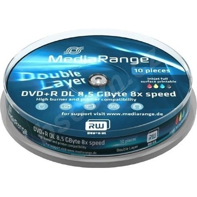 MediaRange DVD+R DL 8.5GB 8x, printable, cakebox 10ks (MR468)