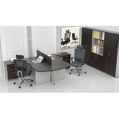 NABYTOK-DIZAJNOVY.SK ZE 2.12P 07 Zostava kancelárskeho nábytku Komfort 2.12 gaštan / sivá
