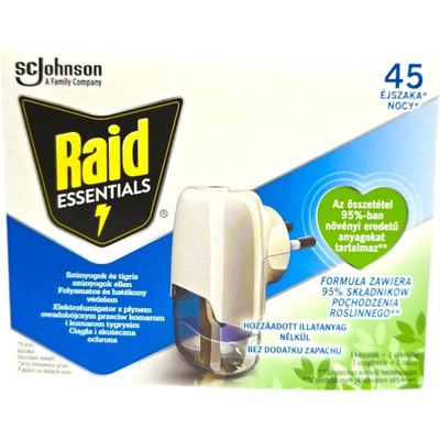 Raid електрически изпарител срещу комари и тигрови комари, Essential, машинка с течен пълнител, 21мл