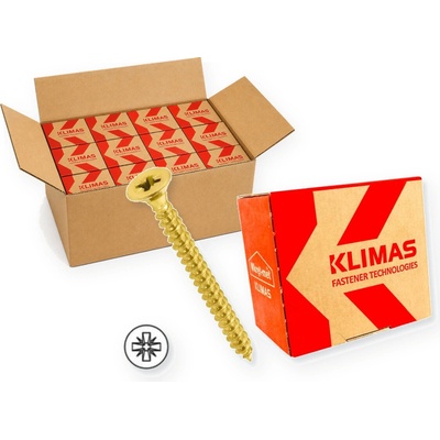 Klimas Wkret-Met 5x90mm - 1 Kartón (12x200 ks) - PZ Skrutky do dreva so zapustenou hlavou (krížové), KMH