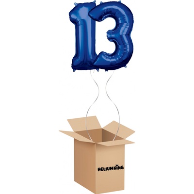 HeliumKing Balónový box Narodeninové číslo 13 modré 86 cm