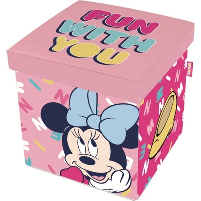 Arditex Taburet MINNIE s písmenky růžový 30×30×30 cm