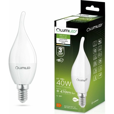 Lumiled LED žiarovka E14 BA35 5W = 40W 470lm 4000lm Neutrálna 180°