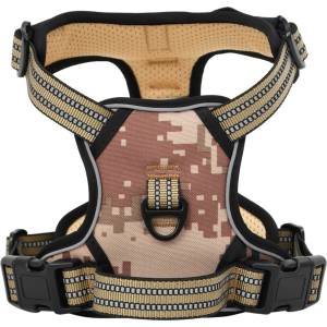 vidaXL Кучешки нагръдник с повод, регулируем, камуфлажно кафяво, XL (4013398)