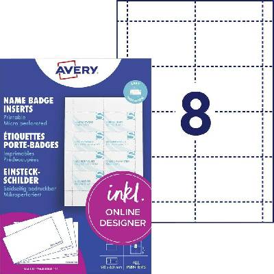 Avery-Zweckform L4728-20 zásuvný štítek se jménem 90 mm x 60 mm bílá