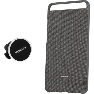 Huawei Car Holder Gift Box - подаръчен оригинален комплект от кейс и магнитна поставка за Huawei P10 (сив)