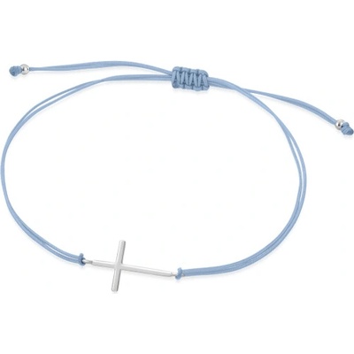Sofia svetlomodrá šnúrka so strieborným krížikom WEW0546-H-LB