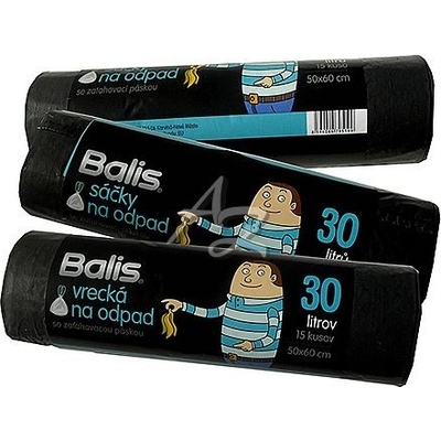 Balis sáčky do koše LDPE zatahovací 15ks 30l 25µm Černé