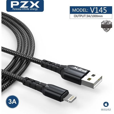 PZX Кабел PZX V145, от USB A(м) към Lightning(м), 1m, черен (V145)