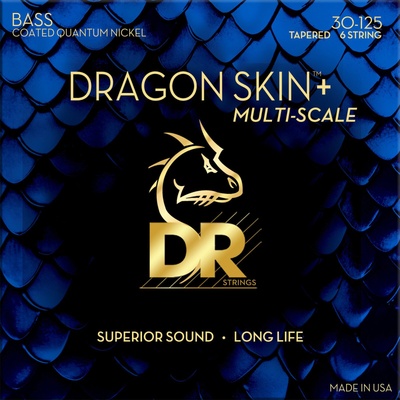DR Strings Dragon Skin+ Coated Nickel 6-String Medium 30-125 Tapered Multi-Scale Струни за 6-струнна бас китара