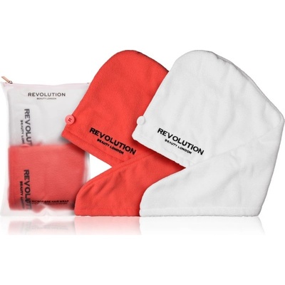 Revolution Haircare Microfibre Hair Wraps uterák na vlasy odtieň Coral/White 2 ks