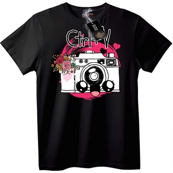 NOONEBRAND Тениска Камера любов Ctrl+V - 6XL, Black