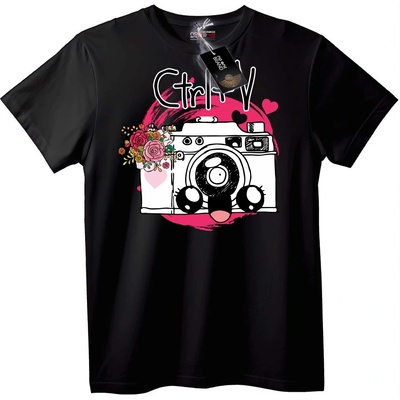 NOONEBRAND Тениска Камера любов Ctrl+V - 6XL, Black