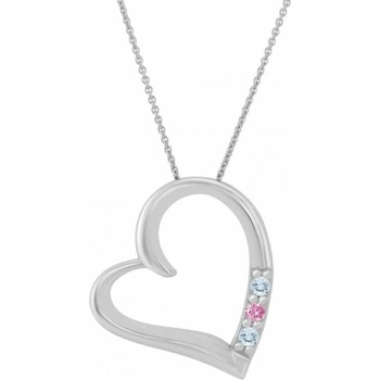 Eppi Strieborný prívesok srdce s akvamarínmi a ružovým zafírom Janey P44260