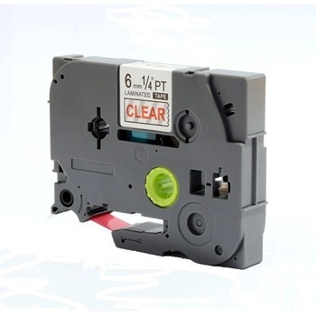 Pro Brother Съвместима лента с Brother TZ-112 / TZe-112, 6mm x 8m, червен печат / прозрачен субстрат (TZe112)