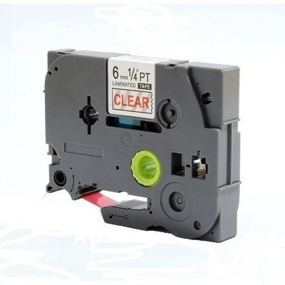 Compatible Съвместима лента с Brother TZ-112 / TZe-112, 6mm x 8m, червен печат / прозрачен субстрат (TZe112)