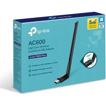 TP-Link Adapter Wi-Fi Archer T600U Plus 433Mbps, Black EU (6935364089191)