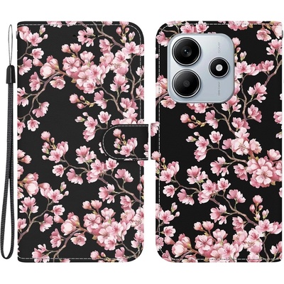 Printern knížkové pouzdro na Xiaomi Redmi Note 14 5G - růžové květy