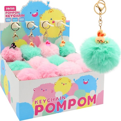 Prívesok na kľúče SOFUN PomPom Bunny, plyšová ružová alebo zelená