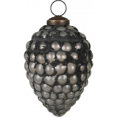 Clayre & Eef Granitová antik skleněná vánoční ozdoba šiška Noirre Ø 8*11 cm