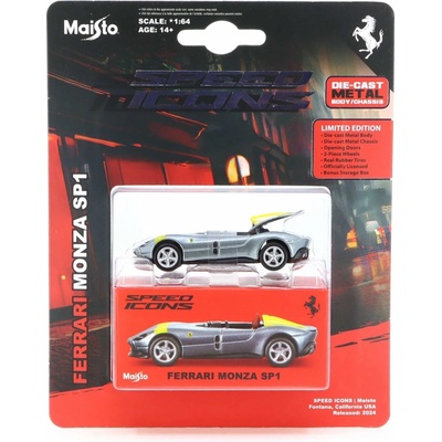 Maisto Ferrari Monza SP1 stříbrná 1:64