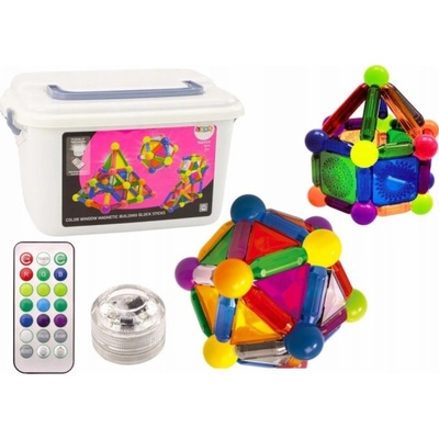 LEAN Toys Magnetické bloky se světlem 154 ks