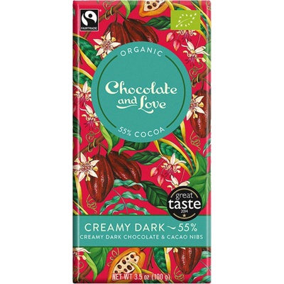 Chocolate and Love Creamy Dark 55% hořkomléčná smetanová kakaové boby 80 g