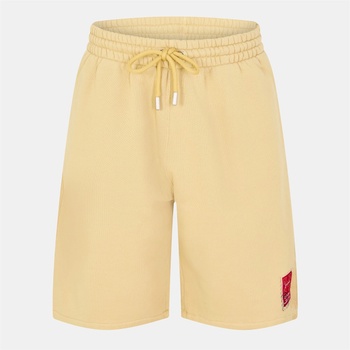 OFF WHITE Поларени къси панталони OFF WHITE Men's Logo Fleece Jogger Shorts - Beige/Red