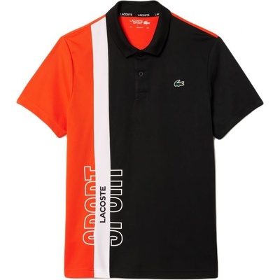 Lacoste Recycled Knit Tennis Polo Shirt black orange white
